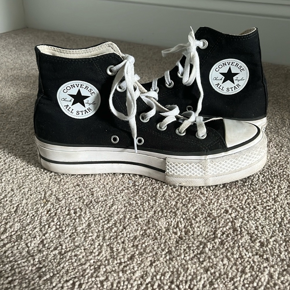 Black Converse size 4.5 Black high tops.